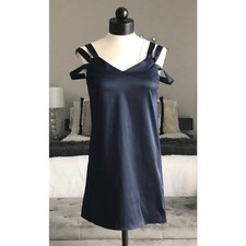 NWT ASOS Sleeveless Strappy Satin Tunic Mini Dress - Deep Navy Blue - Size 10