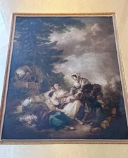 Francois Boucher - La Discrète - The Fortune-Teller Copperplate Gravure Painting