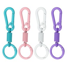 Keychain Clips with O Ring, 4Pcs Quick Release KeyChain, Pink/Purple/White/Blue