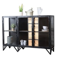 Sideboard Barbar Industrial Design Eisen & Mangoholz Kommode Highboard Vitrine
