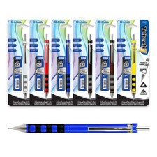 Lápiz mecánico BAZIC 0,7 mm Tritech agarre suave 2B recarga de plomo paquete de 6