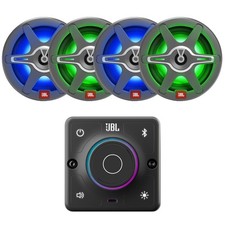JBL AURA Bluetooth Receiver 4x JBL 6.5" 225 Max LED RGB Marine Speakers Grilles