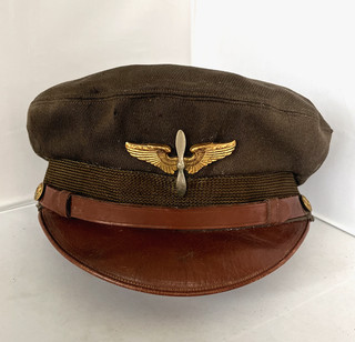Original U.S. WWII Army Air Forces USAAF "Crusher" Visor Cap Bancroft