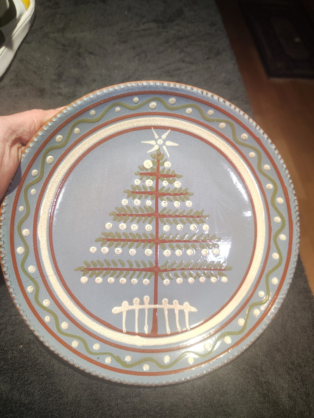 Rare Wisconsin Pottery Redware Tree Plate 2003 Message Signed & Marked 9.5
