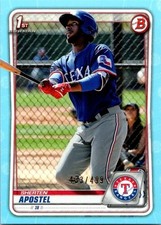 2020 Bowman Sherten Apostel 1st Bowman Base Sky Blue /499 Rangers RC Rookie