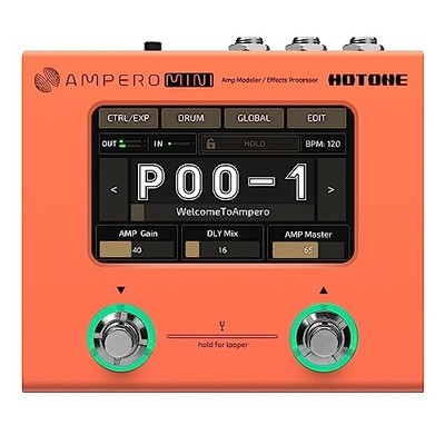 HOTONE AMPERO MINI MP-50 GUITAR BASS MULTI-EFFECTS STEREO OTG USB - ORANGE