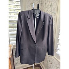JH Collectibles Sz 10 Womens BROWN 100 Wool Blazer Suit Jacket Coat Vintage