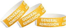 500 Gold General Admission Tyvek Wristbands for Events -    X 10  - Waterproof