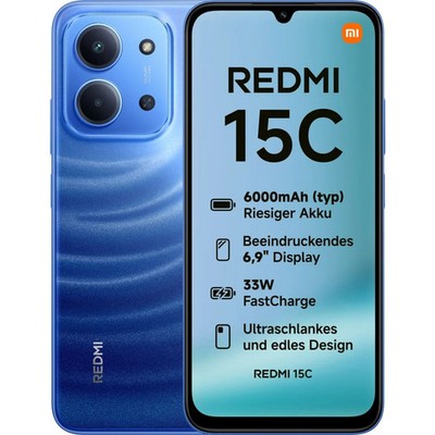 B-Ware Xiaomi Redmi 15C 128 GB Moonlight Blue Dual SIM Smartphone Mobiltelefon