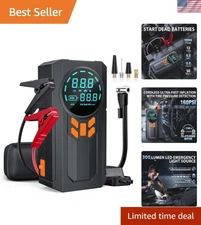 Powerful 5000A Jump Starter & 160PSI Air Compressor - Portable 4-in-1 Solution