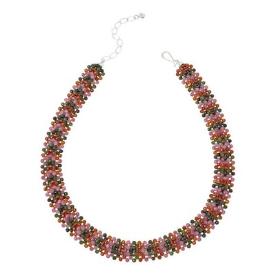 Jay King Sterlingsilber rosa, orange und grün Multi-Edelstein geflochten Halskette,