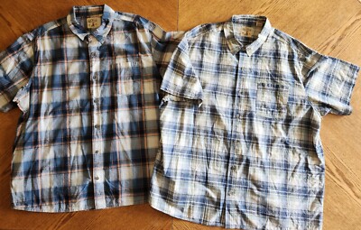 Set 2 RedHead Shirts Mens 3XL XXXL Blue Button Plaid Fishing Hiking Outdoor Camp