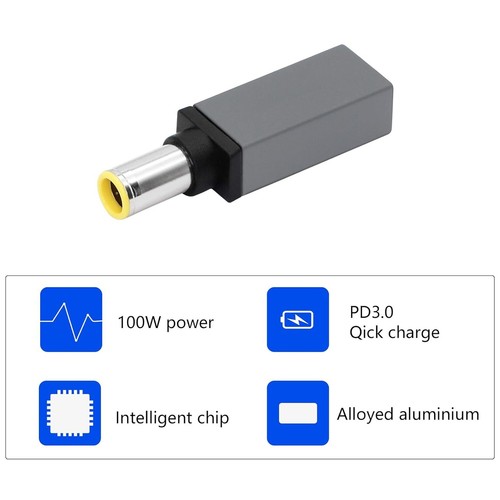 PD USB Type C Female Input to DC 7.9mm x 5.5mm Power Charger Adapter Lenovo 100W - Picture 2 of 8