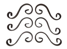 Decorative Steel Scrolls with Fish Tails, 6 x 2.5 Inch, 3/16 Inch Thick, 6 Pack