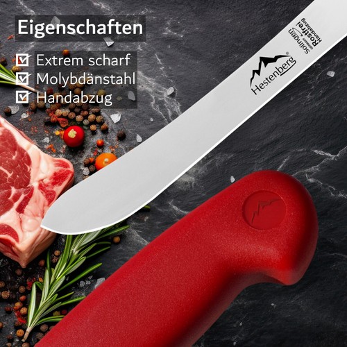 HESTENBERG Solingen Germany Rindschlachter in Rot, Metzgermesser, Fleischmesser - Bild 8 von 21