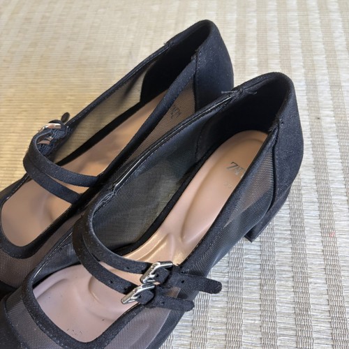 Zara Womens Mary Jane Block Heel Flats Black Suede Sheer Double Strap EU 35 US 5 - Picture 19 of 20