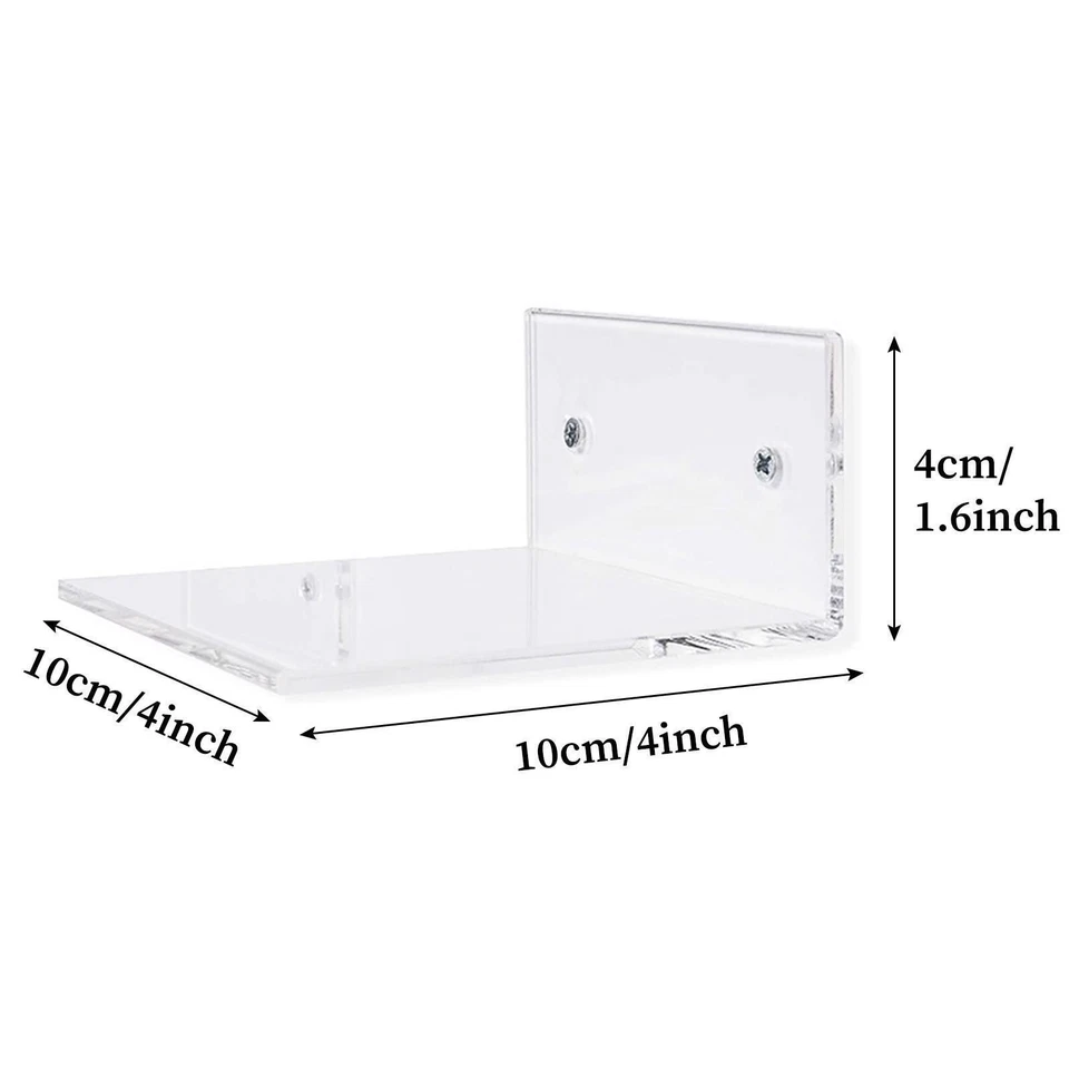 2Pcs Bagno Piccolo 10 centimetri Acrilico Trasparente A Parete Mensole - Immagine 3 di 4