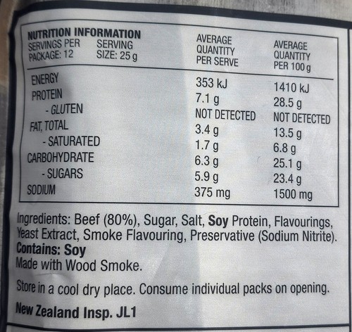 Jack Link's Original Beef Steak Bar Premium Grass-Fed Beef Protein Snack 3x 300g - Picture 4 of 8