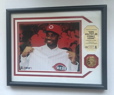 KEN GRIFFEY JR Cincinnati Reds  Photo Mint by Highland Mint w/silver coin