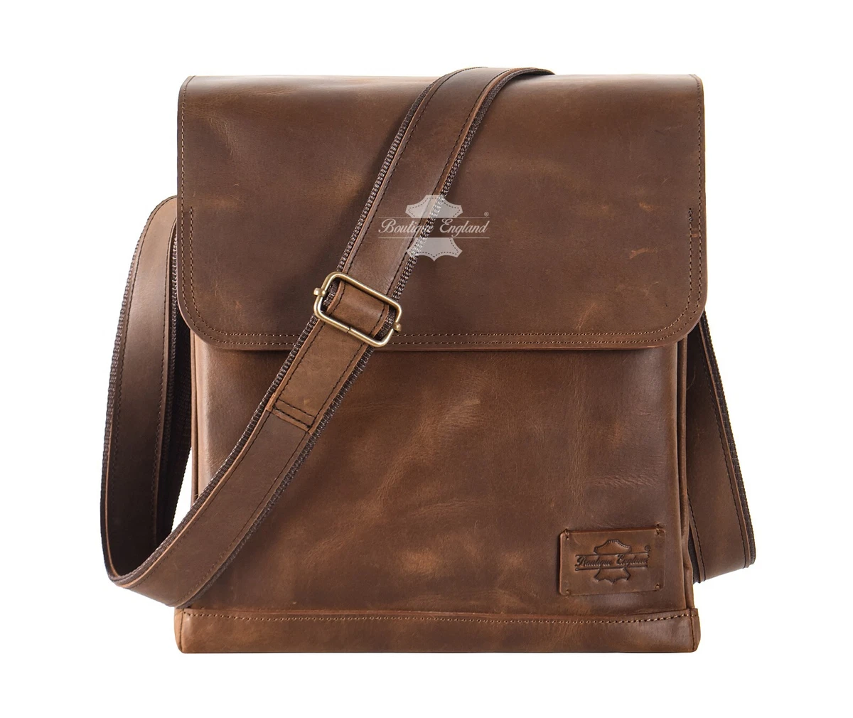 Men s Vintage Leather Office Messenger Travel Bag iPad Shoulder Crossbody Bag