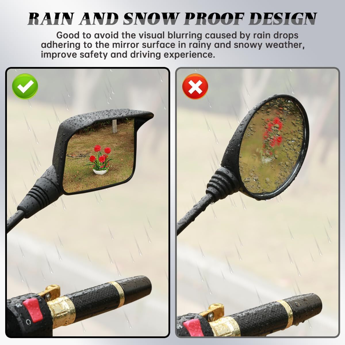 Espejos de moto 2 piezas, antirreflejo, resistentes y a prueba de lluvia