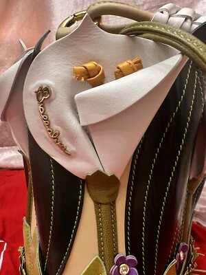 braccialini　お花装飾　ハンドバッグ Handbag Flower Basket Women Braccialini Limited Edition Leather