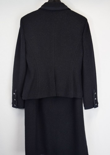 NUEVO CON ETIQUETAS ST. JOHN 2 PIEZAS Chaqueta Tejida 6 Falda 12 Negro Adornado Botones Borde Satinado - Imagen 4 de 11