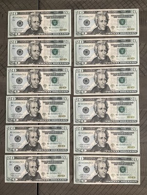 20 dollar bills 2017 series 12 new consecutive serial numbers ebay