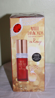 Elizabeth Taylor White Diamonds EN Rouge EDT 1  oz+ WD Parfum .12 oz  New Sealed