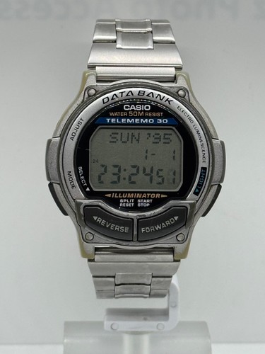 Casio DB-34H 1600 Data Bank Vintage illuminator Tele Memo Alarm Watch WR 50m