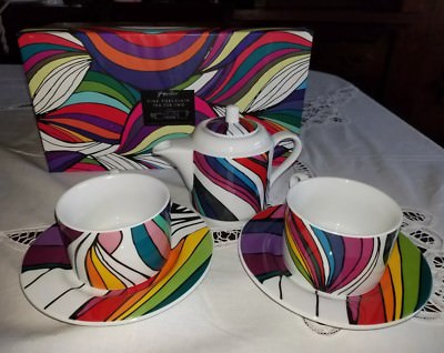 PAPERCHASE FINE PORCELAIN TEA FOR TWO WAVE STRIPE