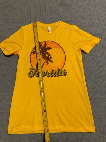 Florida Palm Trees Sun Beach Vacation Yellow T Shirt Size Small - Picture 4 of 6