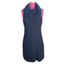 Alice + Olivia Sweater Dress Black Ribbed Cowl Neck Sleeveless Mini XS