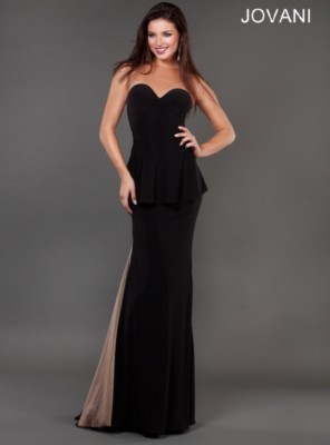 black peplum bridesmaid dress Black lace-top peplum modest dress | Top main image 0