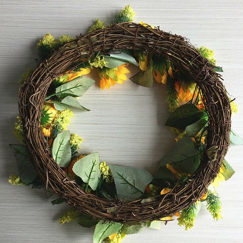 40CM Summer Beautiful Artificial Sunflower Spring Wreath Front Door Home Decor - Picture 8 of 9