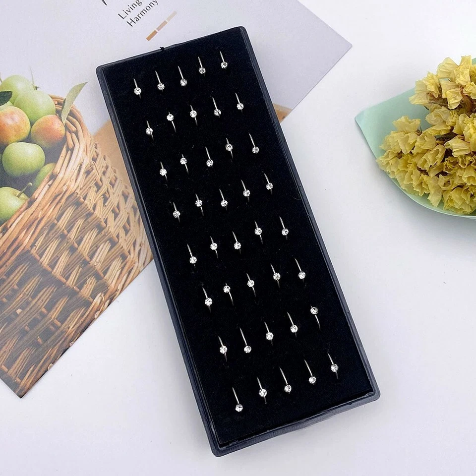 40件装开口环CZ鼻环骨钉不锈钢身体穿孔针首饰 — 第 3/4 张图片