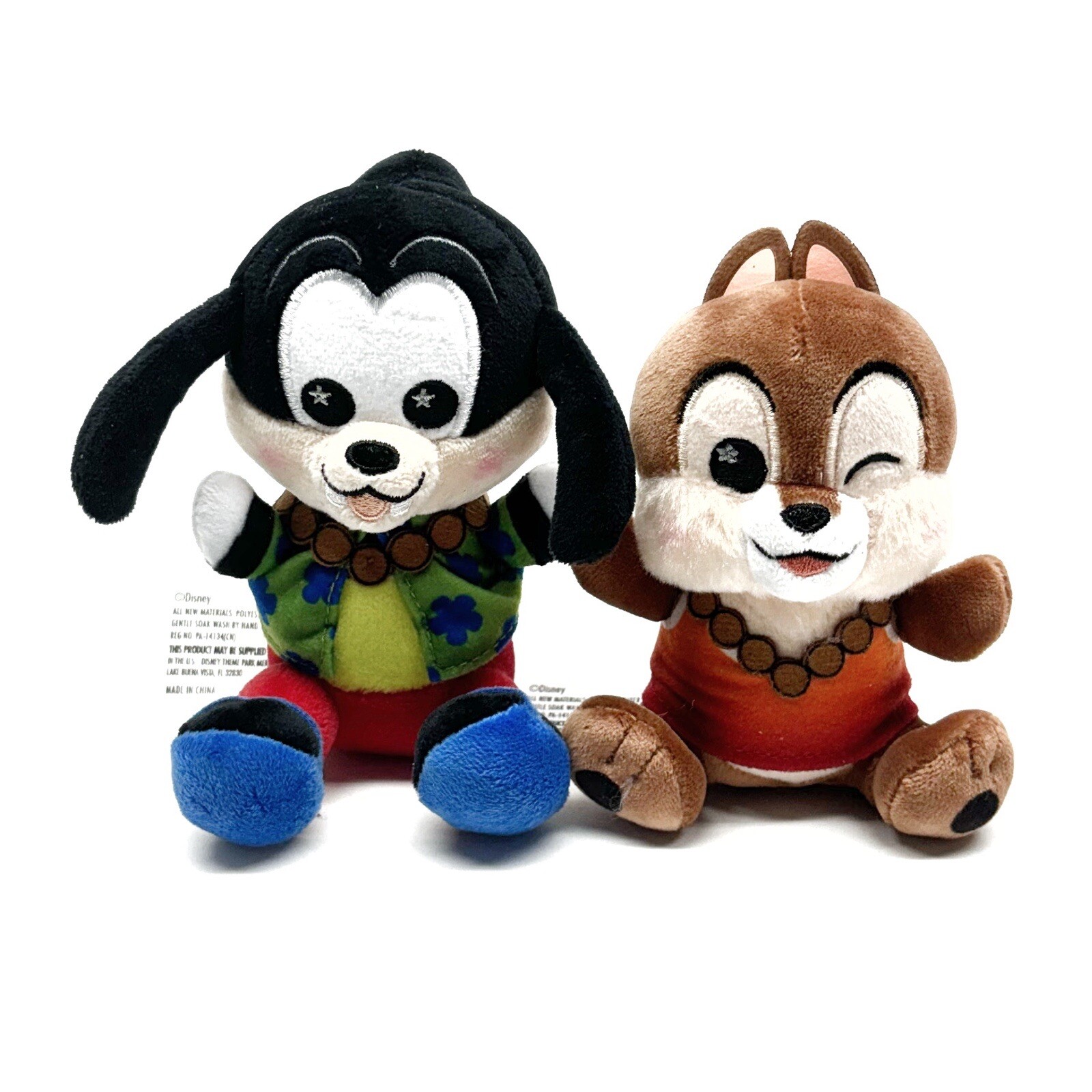 Disney Aulani Resort And Spa Exclusive Wishables Goofy & Chip Plush Lot Of 2