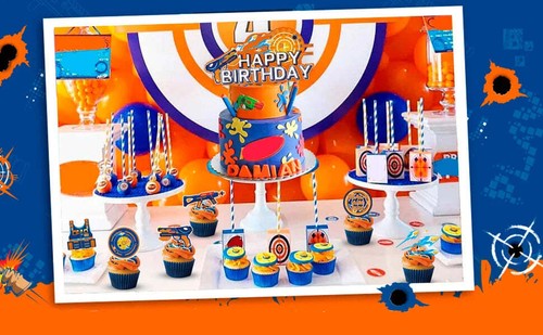 Nerf Gun Cake Decorations,12pcs Nerf Cake Toppers Set Includes 1Nerf Gun Birthda - Bild 9 von 10