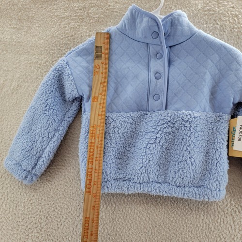 Thereabouts Faux Fur Pearl Snap Sweater Kids XXS/4-5 Serene Sky Mock Neck L/S - Picture 6 of 14