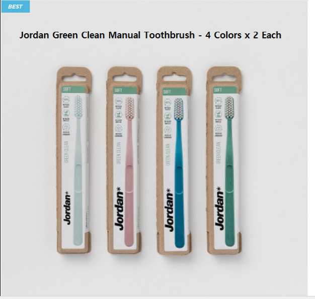 Jordan Green Clean Manual Toothbrush - 8 Units Eco-Friendly