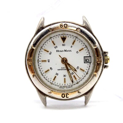 Vintage Hugo Maxx Watch Womens Silver Tone Stainless Steel Designer White Dial
