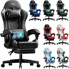 HLDIRECT Gaming Chair with Footrest, Massage Game Chair, Ergonomic Gamer Chair