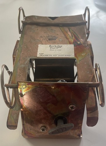 VINTAGE BERKELEY DESIGNS COPPER/TIN CAR MUSIC BOX “Happy Days Are Here Again” - Picture 14 of 15