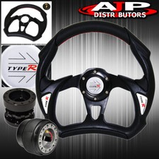 Type R Black Battle Style Steering Wheel Extender Adapter For 90-93 Integra