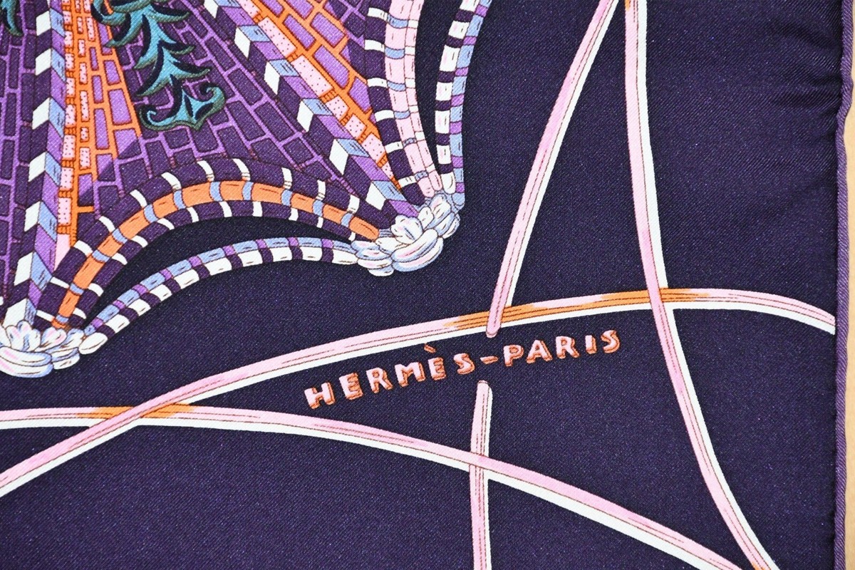 Hermes Scarf Les Domes Celestes 90 cm silk sky firmament purple
