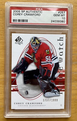 2005 SP Authentic FW Corey Crawford ROOKIE Blackhawks PSA 10 Very