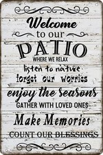 Welcome To Our Patio Tin Sign Funny Deck Patio Porch Wall Decor Vintage Retro...
