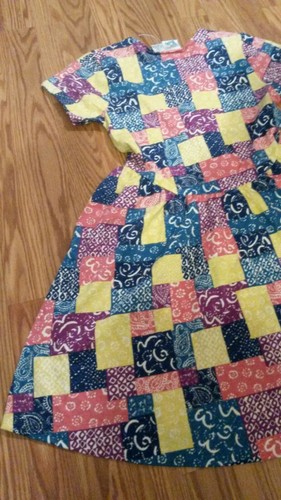 NUEVO DE LOTE ANTIGUO Años 90 Niñas Patchwork pañuelo colorido algodón tejido vestido de sol talla 14 - Imagen 6 de 8