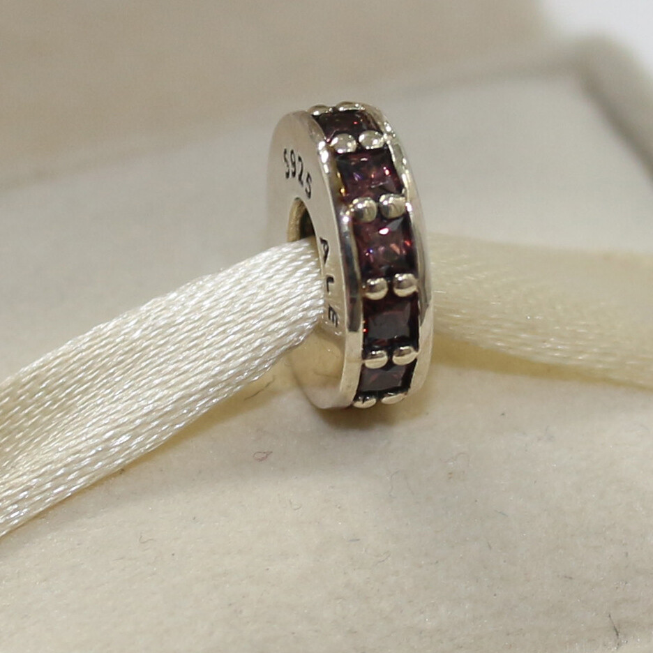 Authentic Pandora Eternity Sky Purple 791724NRP Spacer with Tag & Suede Pouch