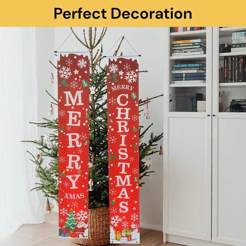 Sign Decoration Decor Merry Christmas Hanging Porch Party Door Wall Banner Xmas - Picture 10 of 16